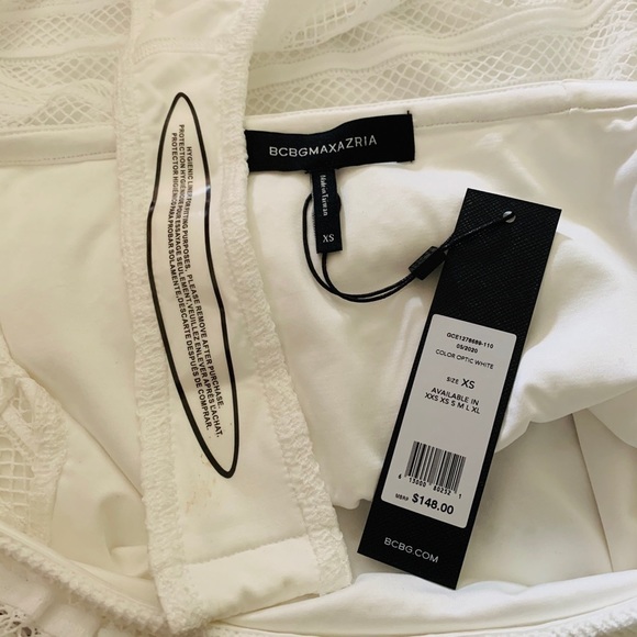 NWT BCBGMAXAZRIA Ruffled Striped-Lace Bodysuit - Picture 3 of 3